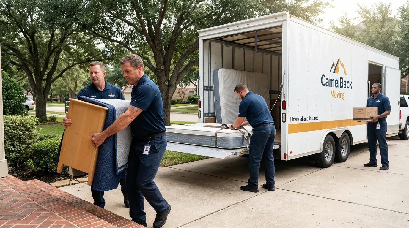 Crew loading residential truck for cross-state move from Golconda, IL