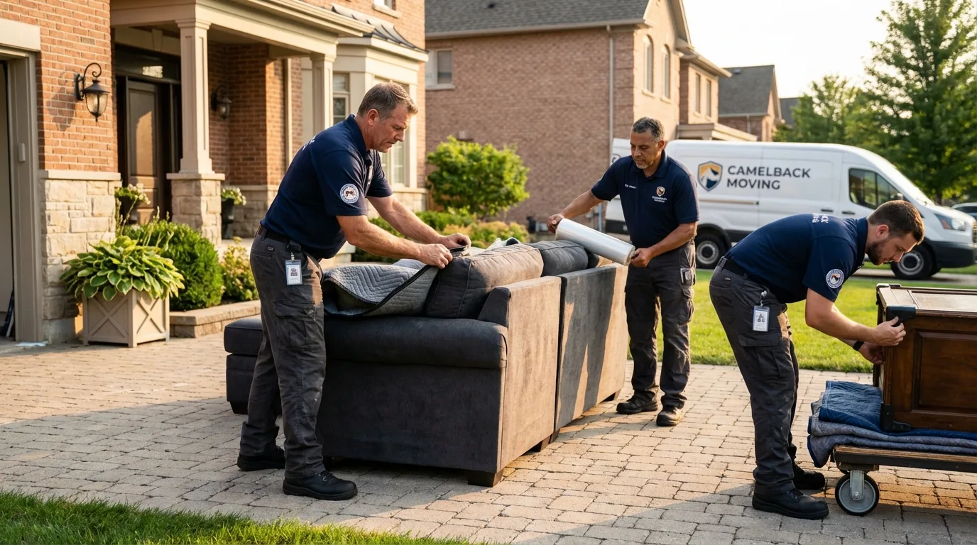 Large estate moving crew wrapping furniture in Golconda, IL