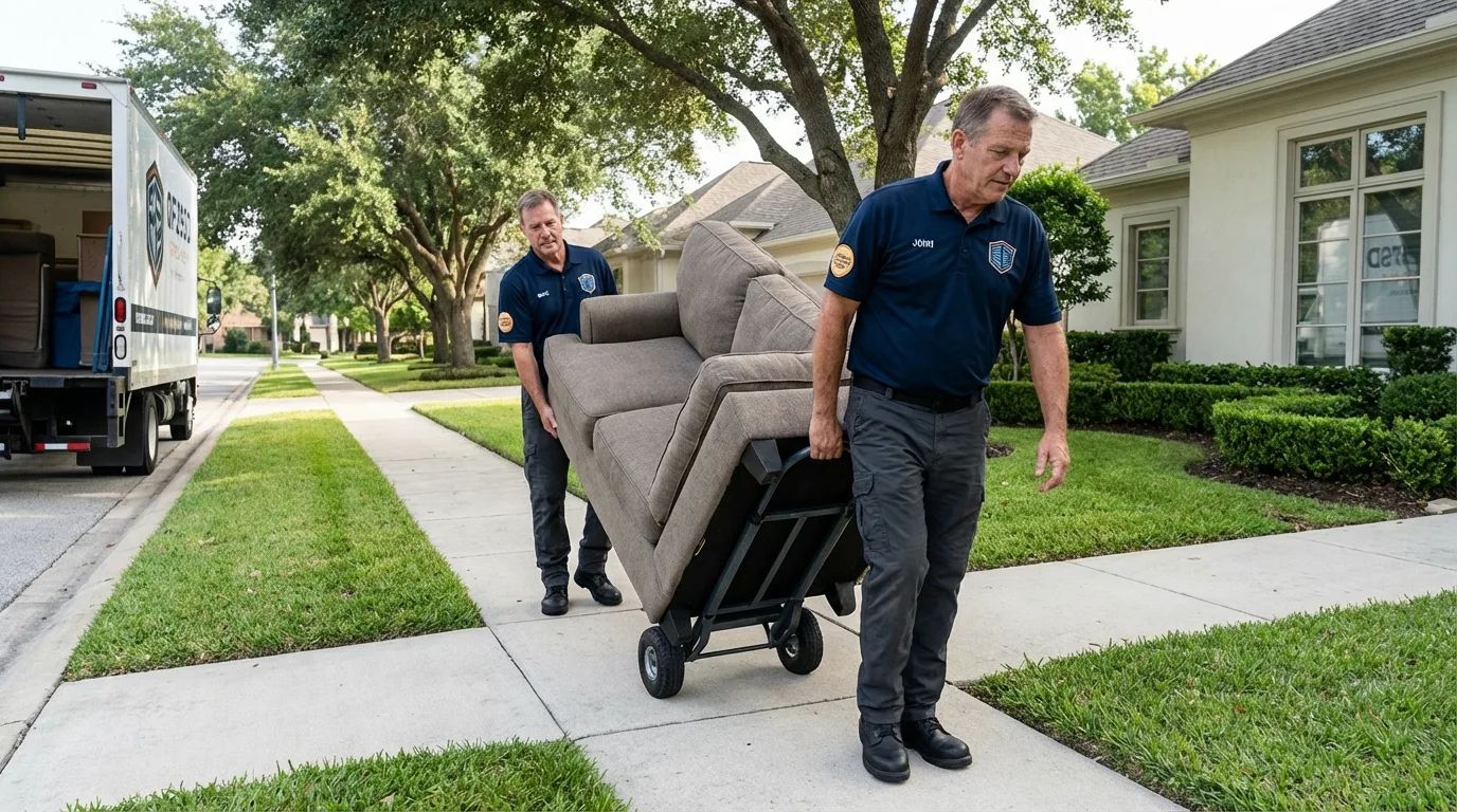Local residential moving crew loading furniture in Golconda, IL